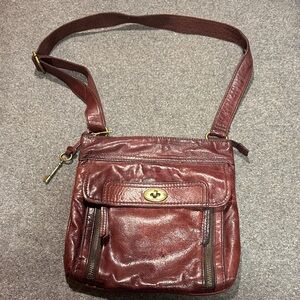 Fossil Burgundy Leather Crossbody Bag